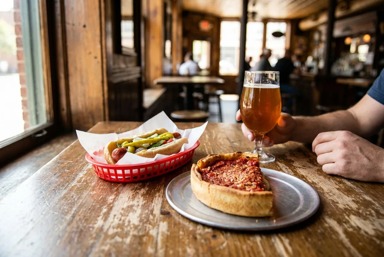 A Chicago-style hot dog